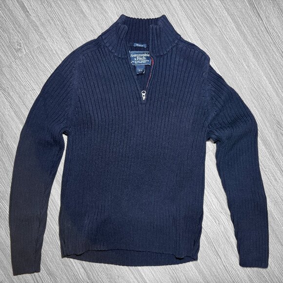 Abercrombie & Fitch Other - Vintage Abercrombie & Fitch Ribbed Quarter-Zip Sweater | Men’s | Navy Blue
